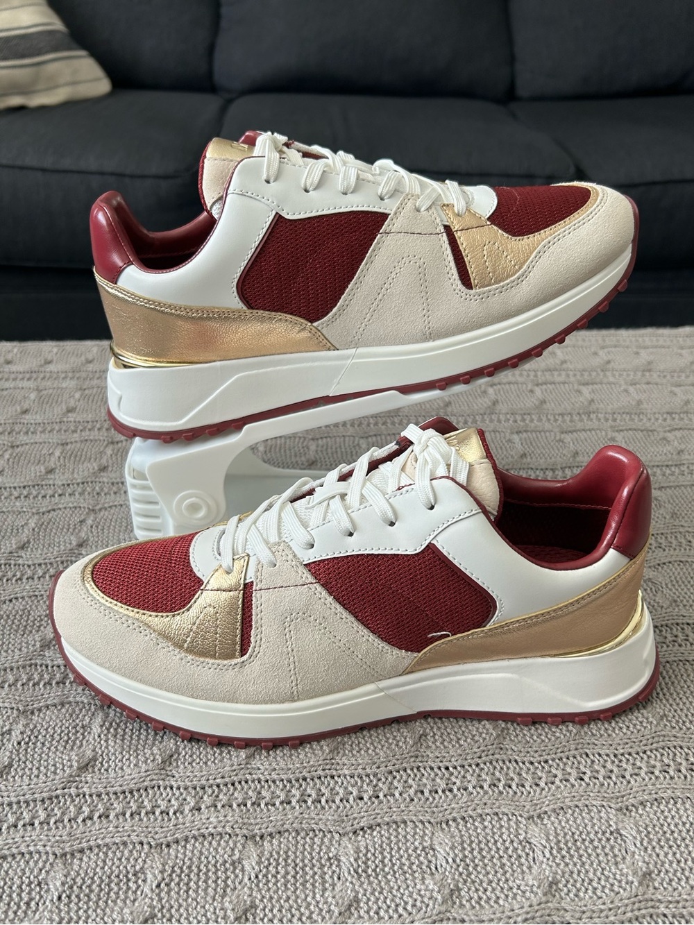 Michael kors Jaime multi panel Women's Burgundy, White & Gold Fashion Sneakers